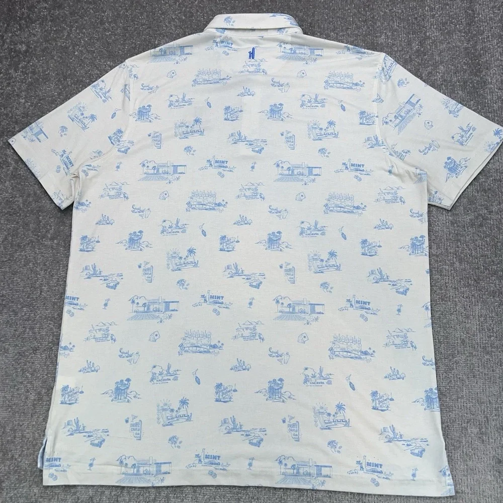 JOHNNIE-O Beginner's Luck Polo Shirt‎ Men's XL White 50s Casinos BEAR CREEK GOLF
